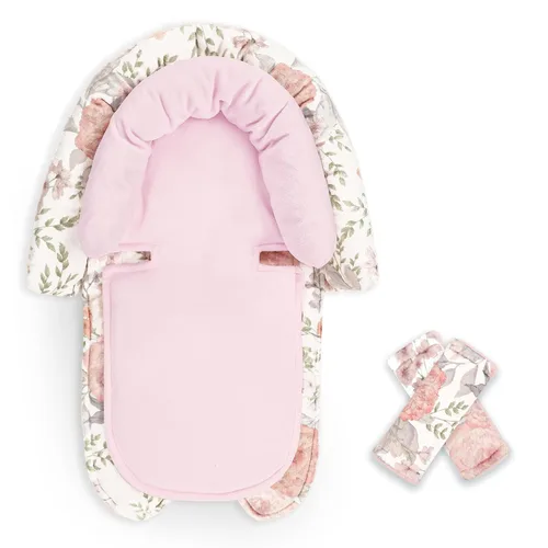 Miniatura 8 de Inserto de asiento de automóvil para bebé, soporte para la cabeza y el cuerpo del asiento de automóvil con 2 almohadillas para correa, cojín ultra