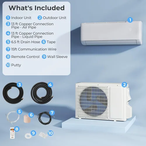 Miniatura 8 de SIMOE 9000 BTU Mini Split Air Conditioner and Heat Pump, 115V 20.5 SEER2 WiFi Enabled Mini Split AC/Heating System, Cools Up to 450 Sq.Ft, Ductless
