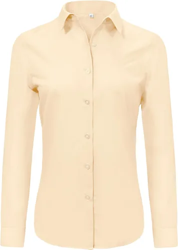 Miniatura 15 de Ruisin - Camisas supersuaves sin arrugas y con botones para mujer, unicolor, manga larga, diseño a rayas, estilo formal, blusa de vestir