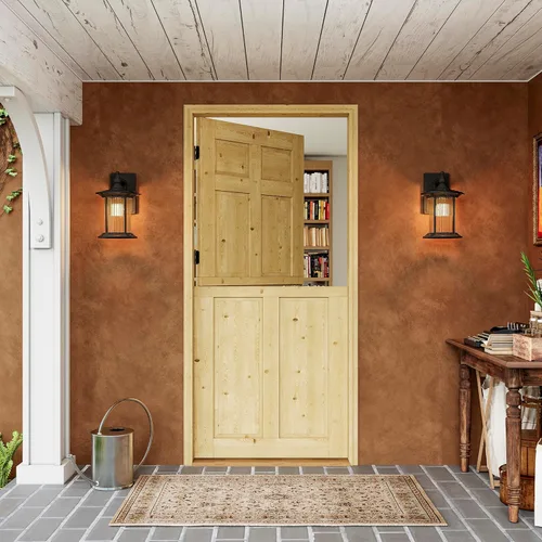 Miniatura 18 de Tablero de Puerta Holandesa para Interior y Exterior, 36" x 80", Universal 4 Lite Vidrio Templado Transparente Puerta Individual Dividida, Puerta