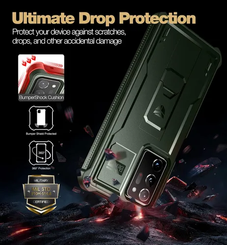 Miniatura 3 de Dexnor Funda para Samsung Galaxy Note 20 Ultra 5G, [Protector de pantalla y soporte integrados] Protección de grado militar resistente a prueba