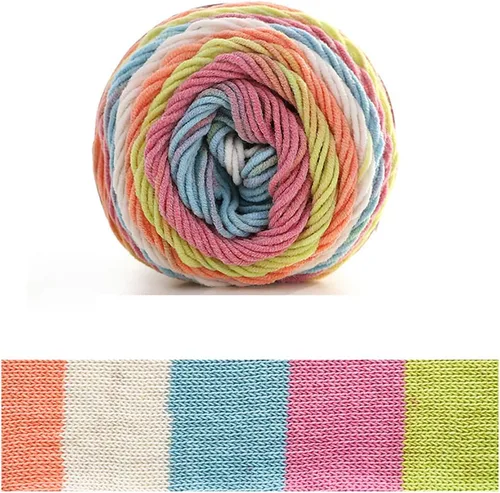 Miniatura 31 de Hilo de color de algodón para tartas, hilo multicolor arcoíris para tejer y tejer a ganchillo, 2 bolas de 7.05 oz, 45% algodón, 55% acrílico, hilo