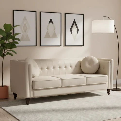 Miniatura 17 de Container Furniture Direct Novara - Sofá de terciopelo moderno de mediados de siglo, sofá biplaza copetudo, cómodo sofá, decoración de habitación