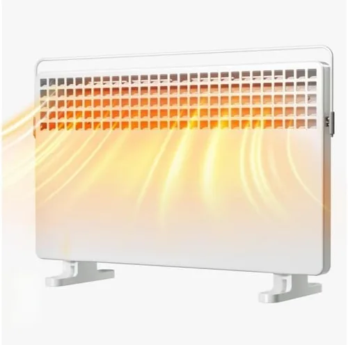 ROVSUN Calentador de panel de 1500 W, calentador eléctrico independiente con toallero, 3 ajustes de calefacción y control de perilla, para uso en