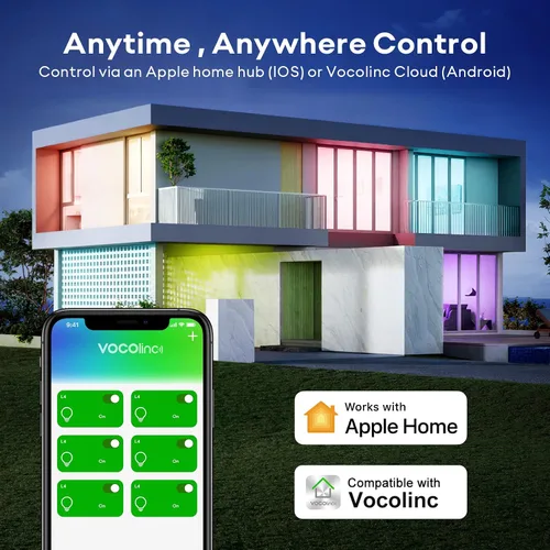 Miniatura 5 de VOCOlinc Bombilla inteligente funciona con Apple Homekit, Alexa, Google Home, bombillas inteligentes WiFi regulables, 850 lúmenes, bombilla LED