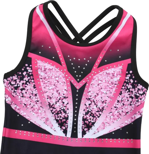 Miniatura 118 de MODAFANS Leotardos de gimnasia para niñas brillantes para bailar ballet, pantalones cortos con espalda cruzada