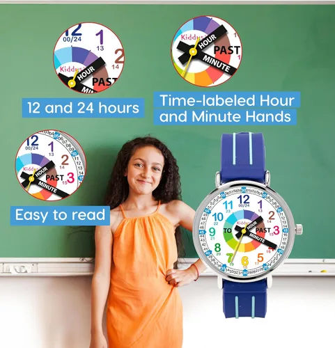 Miniatura 4 de Kiddus Reloj para niños, niños y niñas, reloj de aprendizaje de tiempo para niños, primer reloj de pulsera a partir de 5 años, manecillas de horas