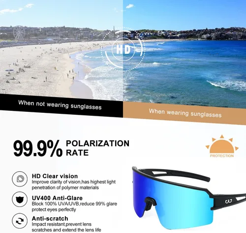 Miniatura 4 de AVV Gafas de sol polarizadas para ciclismo, deportivas, con protección UV400, para pesca, conducción, correr, béisbol, para hombres y mujeres