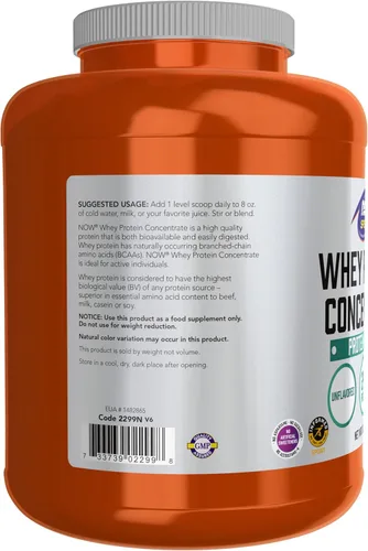 Miniatura 3 de NOW Foods Nutrición Deportiva, Concentrado de Proteína de Suero, 24 G Con BCAAs, Polvo Sin Sabor, 5 Libras