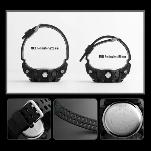Miniatura 6 de Reloj deportivo analógico digital LED 50M impermeable para hombre reloj deportivo al aire libre militar multifunción casual doble pantalla de 12