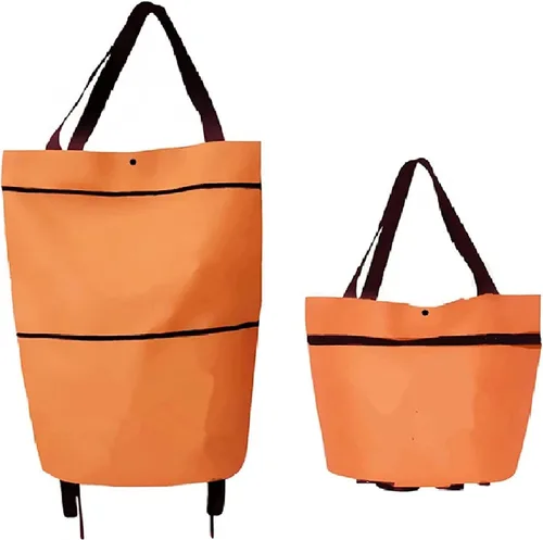 Miniatura 7 de Generic Bolsa de compras plegable 2 en 1, carrito de compras plegable ligero, carrito de comestibles con ruedas, plegable, almacenamiento retráctil