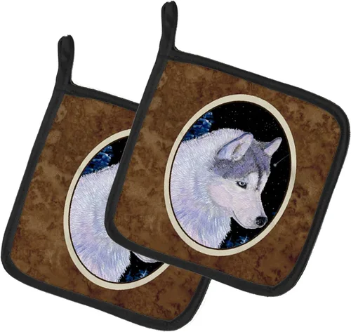 Caroline's Treasures SS8617PTHD - Juego de soportes para ollas de cocina resistentes al calor, almohadillas calientes para horno para cocinar, Husky