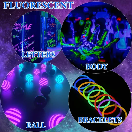Miniatura 6 de 12 piezas de pintura corporal que brilla en la oscuridad, juego de maquillaje de luz negra fluorescente neón, juego de pintura facial