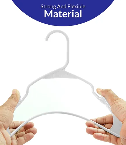 Miniatura 4 de ROYALE Paquete de 40 perchas de plástico blanco, resistentes, ligeras, antideslizantes, diseño delgado para ropa, ideal para uso diario