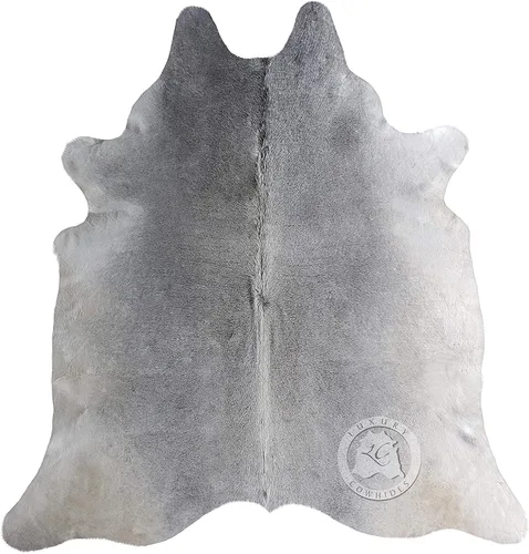 Miniatura 8 de Sunshine Cowhides Alfombra de piel de vaca 100% genuina, color gris, alfombra de estilo moderno de piel de animal y alfombra para sala de estar