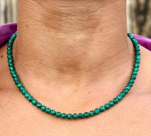 Miniatura 18 de Collar de cristal de malaquita para hombres y mujeres, joyería de malaquita con piedras preciosas auténticas, hecha a mano por el maestro chamán