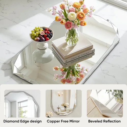 Miniatura 4 de Suidia Espejo de baño, espejo de pared de 20 x 30 pulgadas, espejo de baño sin marco con borde biselado para dormitorio, sala de estar, entrada