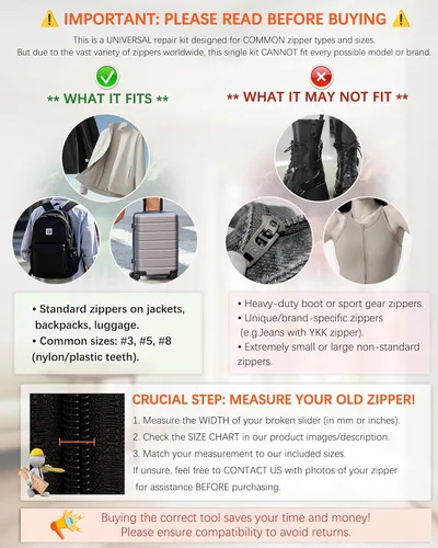 Miniatura 3 de Kit de reparación de cremalleras VICHERIA (200 piezas) - ¡con deslizadores compatibles con YKK y deslizadores universales! Arregla la mayoría