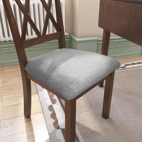 Miniatura 4 de P PURLOVE Juego de comedor de 3 piezas para cocina, juego de mesa de comedor de madera con mesa de comedor de hojas abatibles y 2 sillas tapizadas