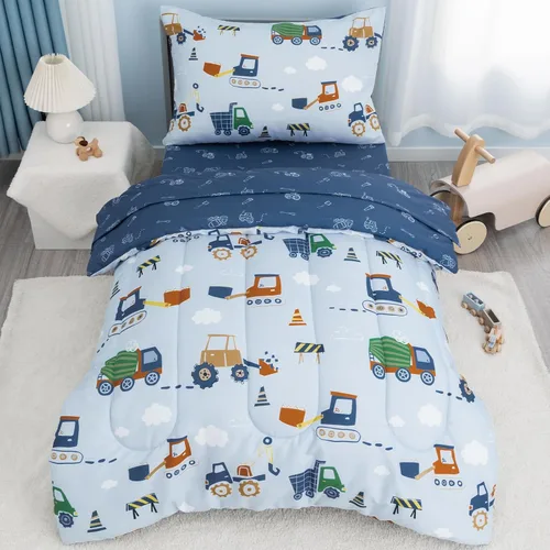 Miniatura 17 de david's kids Juego de ropa de cama de 4 piezas para niños pequeños - Juego de ropa de cama suave y transpirable para niñas, incluye edredón