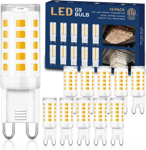 Winshine - Bombilla LED G9 de 3000 K blanco cálido, bombilla T4 G9 de 4 W (equivalente a bombilla halógena de 40 W), bombilla T4 G9 de doble clavija
