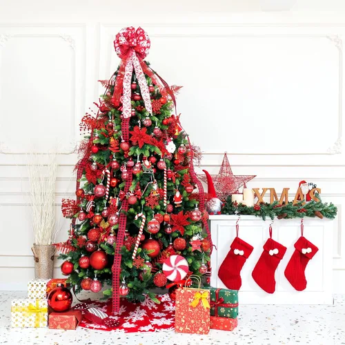 Miniatura 6 de XmasExp Juego de 8 adornos de bolas de Navidad grandes, plástico transparente inastillable, esferas colgantes para árbol de Navidad, relleno
