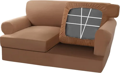 H.VERSAILTEX Funda para sofá de 3 piezas, funda para sofá biplaza con cojines en forma de T para sofá de 2 cojines, antideslizante, súper elástica,