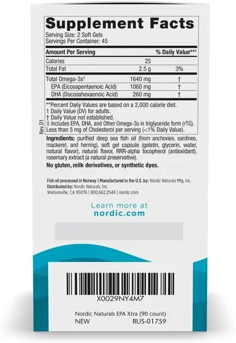 Miniatura 2 de Nordic Naturals EPA Xtra, Limón, 90 geles blandos, 1640 mg de omega-3, fórmula de alta intensidad de la EPA para el estado de ánimo positivo