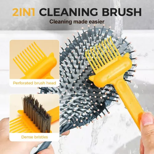 Miniatura 2 de Herramienta limpiadora de cepillos de cabello 2 en 1, elimina sin esfuerzo el cabello y el polvo de los peines, mini rastrillo de limpieza con púa