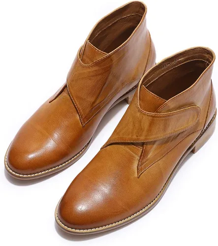 Miniatura 7 de Mona flying Botines de cuero cómodos para mujer, botas cortas de vestir de tacón bajo