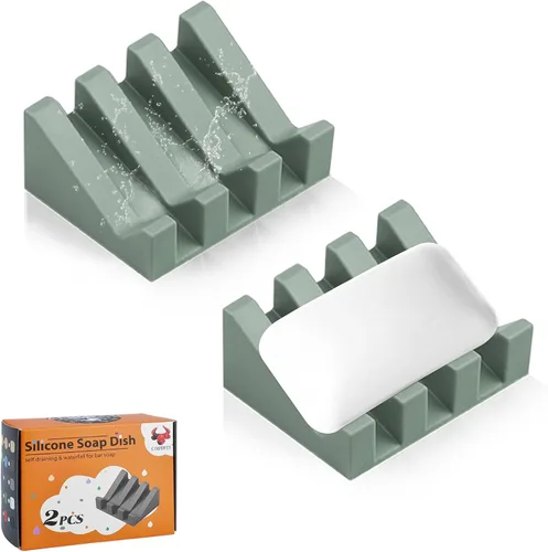 Miniatura 27 de Jabonera Autodrenante con Soporte, Jabonera de Silicona, para Baño, Cocina, Esponjas, Puede Extender la Vida del Jabón, Mantiene las Barras de Jabón