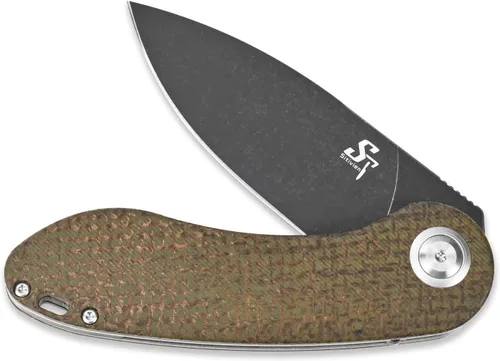 Miniatura 5 de Sitivien ST139 Sandvik 14C28N Cuchillo plegable de hoja de acero, cuchillos de herramientas EDC con mango Micarta para acampar al aire libre, Verde