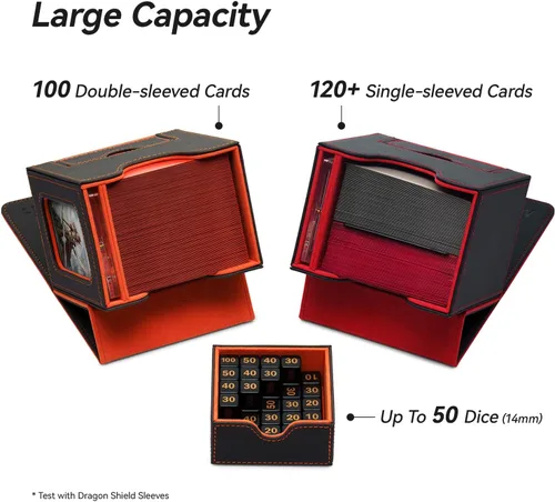 Miniatura 3 de Mage Tech Caja de cartas para MTG Commander, diseño patentado, pantalla Commander, se adapta a 100 tarjetas de doble manga, ladrillo de tarjetas