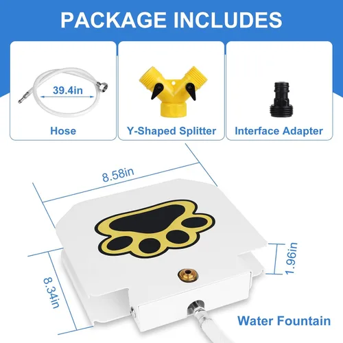 Miniatura 5 de Fuente de agua para perros, dispensador de mascotas activadas con patas al aire libre, rociador de agua para perros con manguera de 39.4 pulgadas