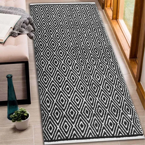 Miniatura 11 de Chardin home Alfombra de pasillo 100% algodón con diamantes de 2 x 5 pulgadas, totalmente reversible, lavable a máquina, beige grisáceo y blanco