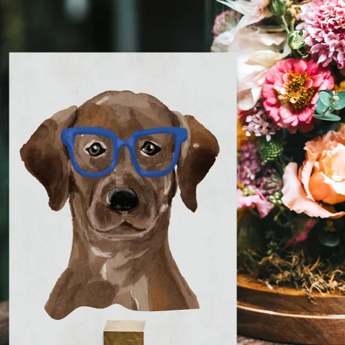 Miniatura 184 de Andaz Press Póster impreso para pared de perro, 8.5 x 11 pulgadas, Bulldog inglés con gafas negras, 1 paquete, regalo de cumpleaños de Navidad, sin