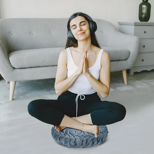 Miniatura 7 de Yerliker 6 cojines de suelo redondos de terciopelo de 15 pulgadas, cojines flexibles de colores, almohadas alternativas para sofá, silla, sala
