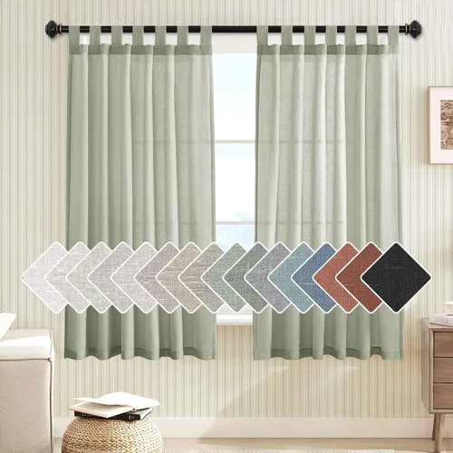 Miniatura 53 de H.VERSAILTEX Cortinas aireadas mezcladas de lino natural con pestaña superior para sala de estar, decoración del hogar, material suave y rico que