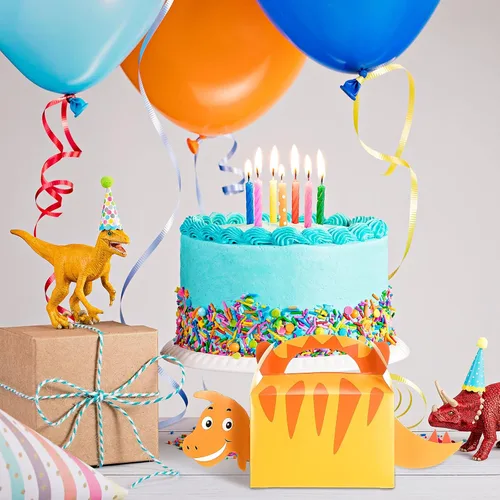 Miniatura 6 de Patelai - 12 bolsas de recuerdo de fiesta de dinosaurios 3D con temática de dinosaurios, cajas de regalo de dulces para niños, baby shower