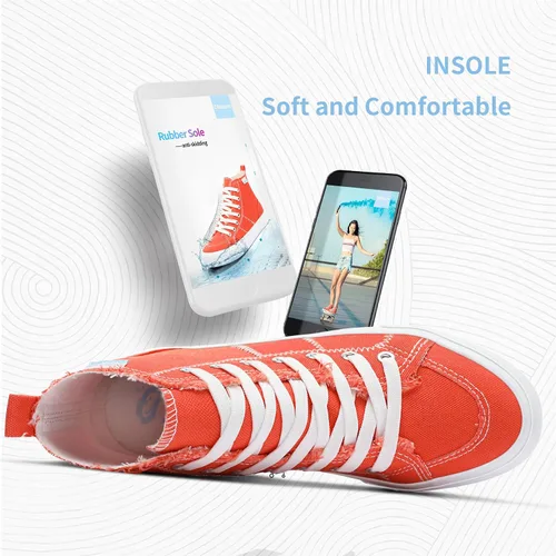 Miniatura 31 de Obtaom Zapatos de lona de alta calidad para mujer/hombre para jugar a media pantorrilla, zapatillas de deporte de moda casuales con cordones de alta