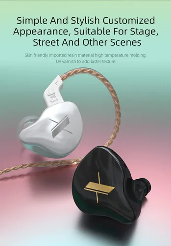 Miniatura 7 de KZ EDX - Monitores intrauditivos, estéreo HiFi para escenario/estudio IEM con aislamiento de ruido con cable deportivo, auriculares con cable Negro
