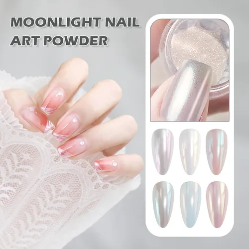 Miniatura 3 de Polvo de uñas cromado con efecto espejo, perla blanca, iridiscente, aurora, mágica, nacarada, joyería de uñas, polvo holográfico, pigmento