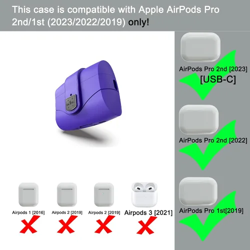 Miniatura 2 de 6 en Uno para Funda de Airpods Pro (2024/2023/2022/2019, 2ª/1ª Gen), Piel de Silicona Suave para Funda de AirPods Pro de 2ª Generación con Bloqueo