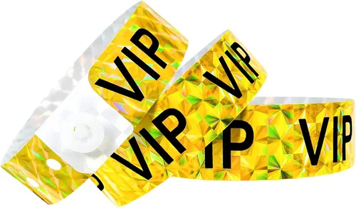 Miniatura 9 de Ouchan Pulseras holográficas de plástico VIP, color azul, paquete de 100 pulseras de vinilo para eventos y fiestas Holográfico Vip Azul