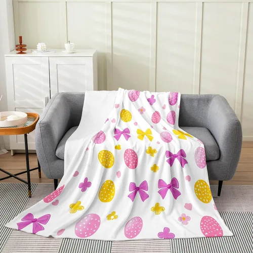 Miniatura 8 de Erosebridal Manta de franela con nudo de lazo para niñas, 40 x 50 pulgadas, diseño de rayas de diamante, para sofá cama y cama de vellón para niños