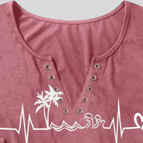 Miniatura 3 de Camiseta de manga corta con estampado de corazón para mujer, camiseta con estampado de corazón y estampado de corazón