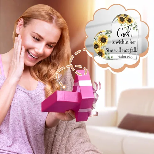 Miniatura 5 de Gerrii Regalos cristianos para mujeres, regalos religiosos inspiradores, versículo de la Biblia, decoración de escritorio, placa acrílica