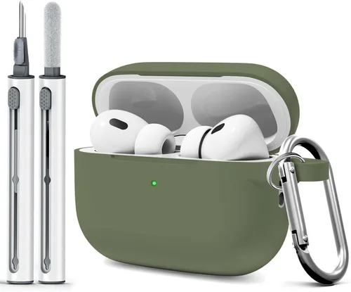 Miniatura 13 de Funda para AirPods Pro 2 con kit de limpieza, compatible con Airpods Pro de 2ª/1ª generación (cable USB-C) con llavero para mujeres y hombres, azul