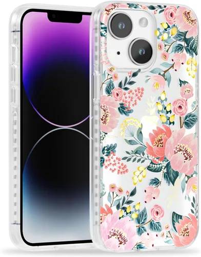 Miniatura 37 de SCORPIFY Funda para iPhone 13 con diseño floral de Nemophila azul, bonita funda transparente para teléfono con flores para mujeres y niñas