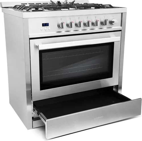 Miniatura 10 de Gama de gas COSMO COS-965AGC de 36 pulgadas con parrilla de 5 quemadores, horno de convección rápida de 3.8 pies cúbicos con cinco funciones